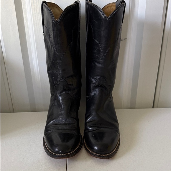 Tony Lama Black 1” Heeled Cowboy Boots ( sz 5) - Picture 4 of 7